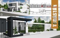 Épülettervezés és utcafronti kerítés tervezése 3D | FM-design stúdió